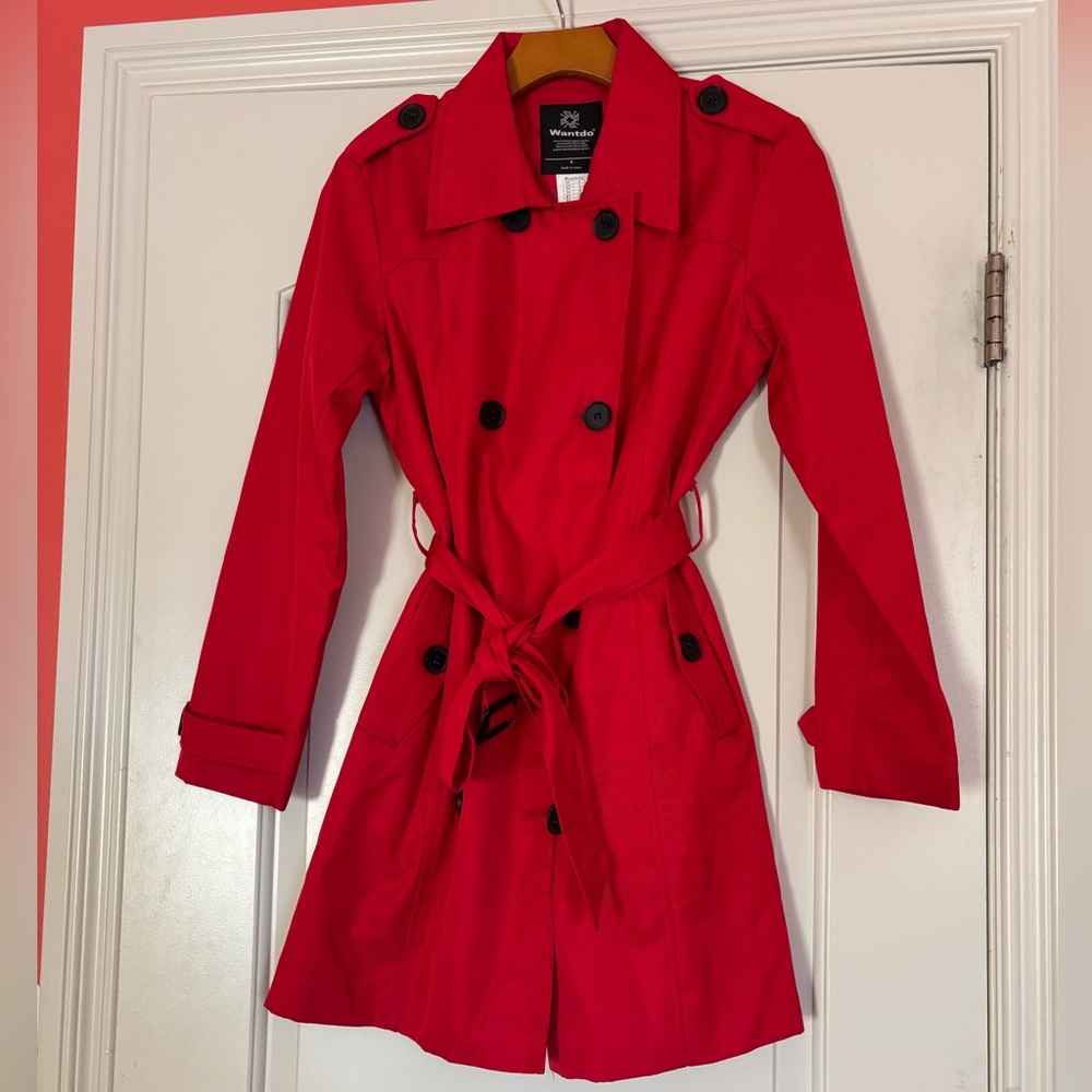 WANTDO Women's Red Trench Coat - Small